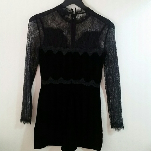 TOPSHOP Lace and Velvet Romper - Picture 6 of 6
